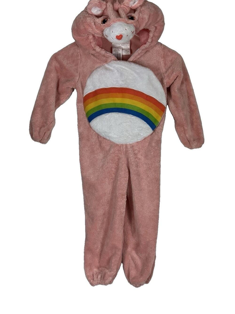 Care Bears VTG 2003 Pink Rainbow Cheer Bear Plush Costume Hooded Pajamas 3T- 4T